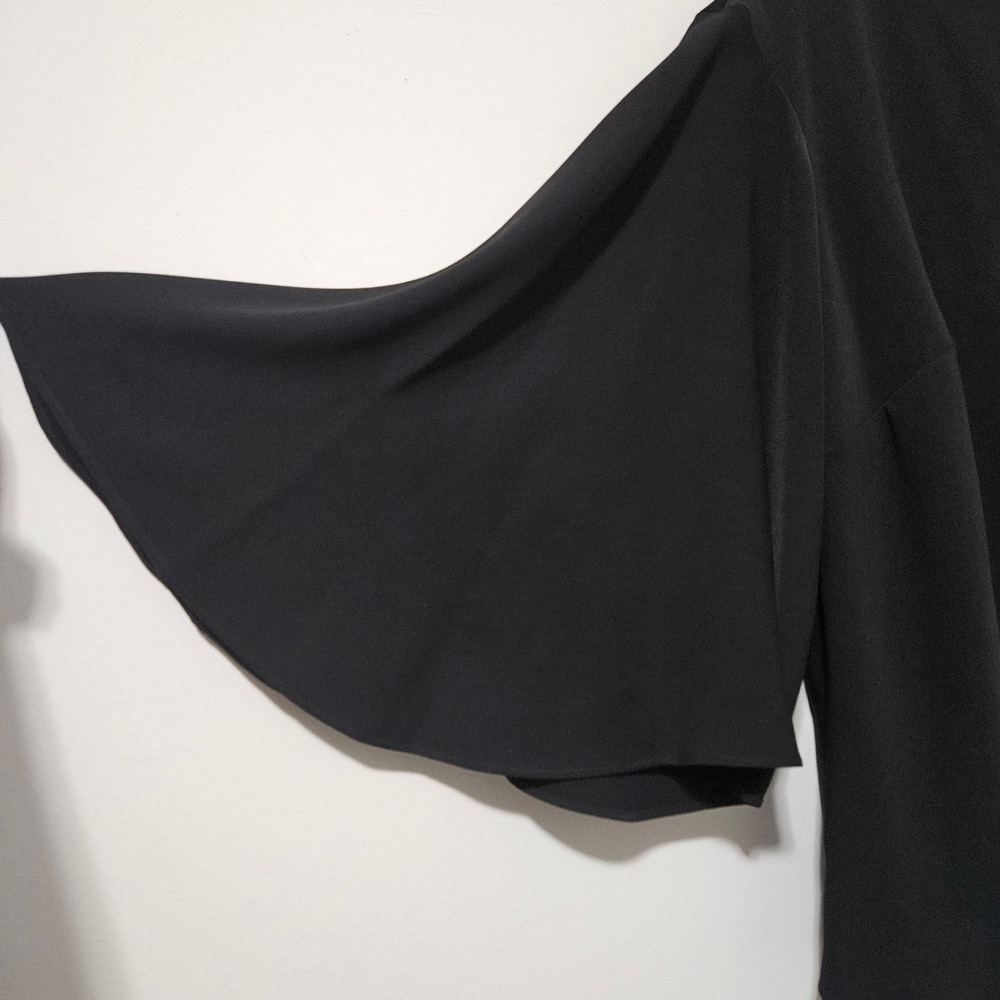 Lauren Ralph Lauren Black Bell Sleeve Boat Neck Blouse Plus Size 1X Top - Picture 2 of 6